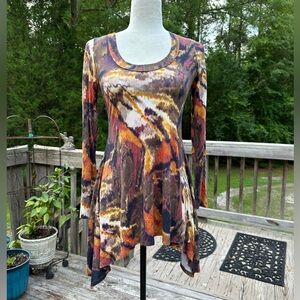 Karen Kane Brown and Rust Color Tie Dye Tunic Top